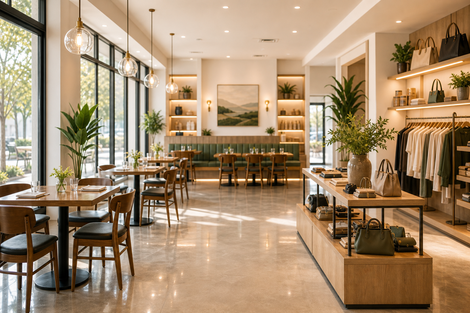 Clean restaurant and retail front-of-house space after commercial cleaning