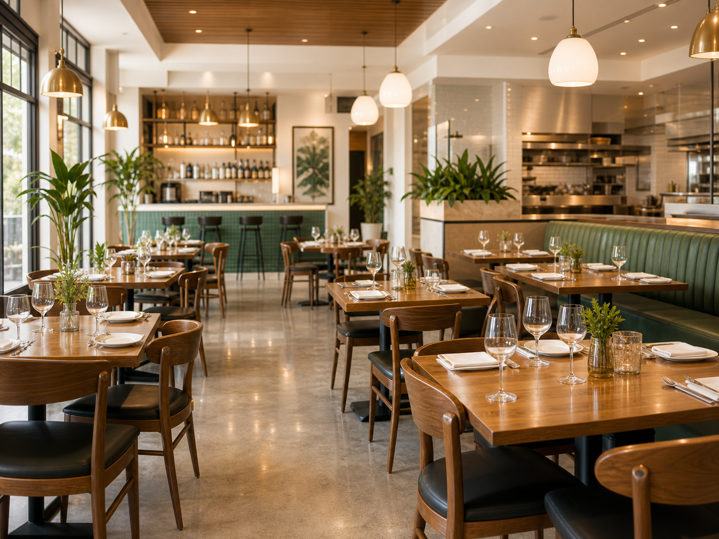 Polished restaurant dining area ready for guests