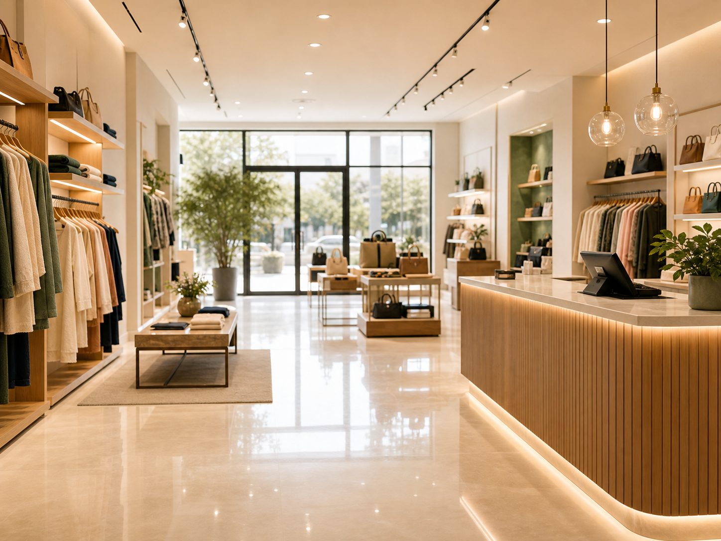 Clean boutique retail store interior after commercial cleaning